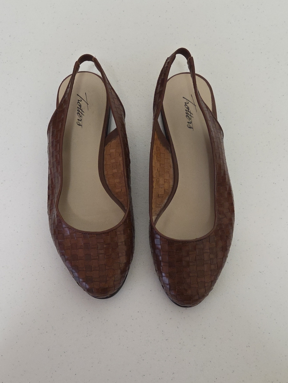 Trotters Women's Woven Slingback Flats in Brown